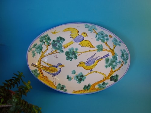 Ceramiche d-Arte di Albisola - Decoro "Uccelli e Prezzemolo" Maiolica.